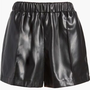 Topshop Black High Waist Faux Leather Shorts